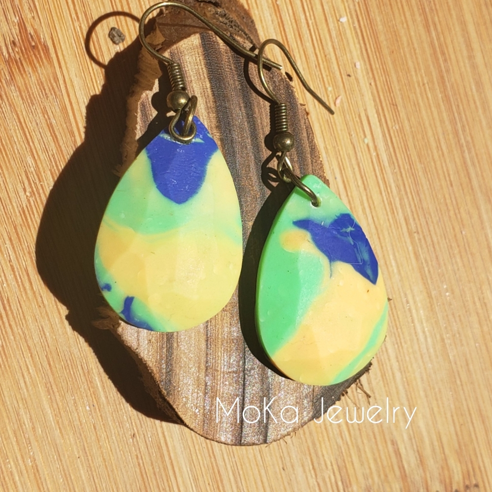 Handmade Polymer Clay Earrings- Teardrop I